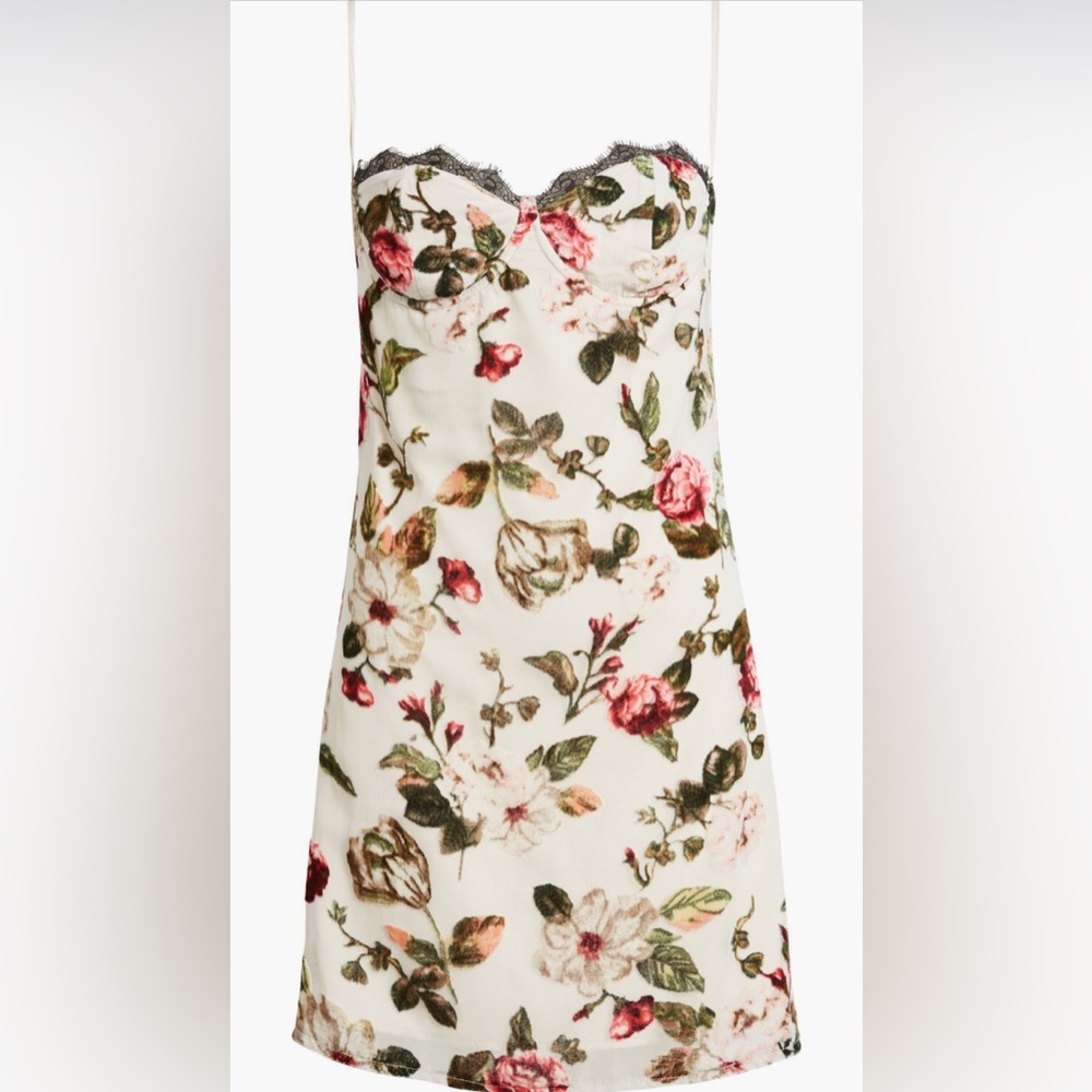 Rare London Floral Flocked Mini Slipdress- Sz Small - Picture 5 of 14
